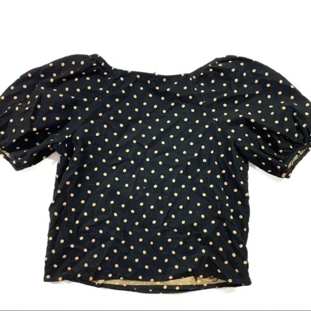 New Madewell Corduroy Puff Sleeve Wrap Top Oval Dot NC814